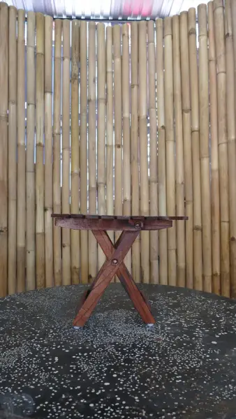 Product image 2 of the product “Folding table in shape of fish, made of wood. 33cm Height. Dark Brown lacquered. ”
